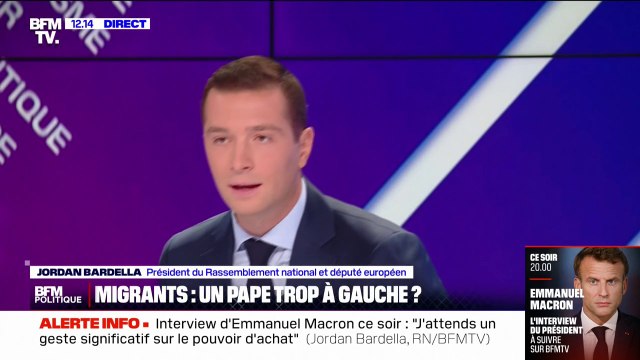 Jordan Bardella sur le discours du pape: Il ne pense pas aux peuples d'Europe qui subissent les conséquences de l'immigration