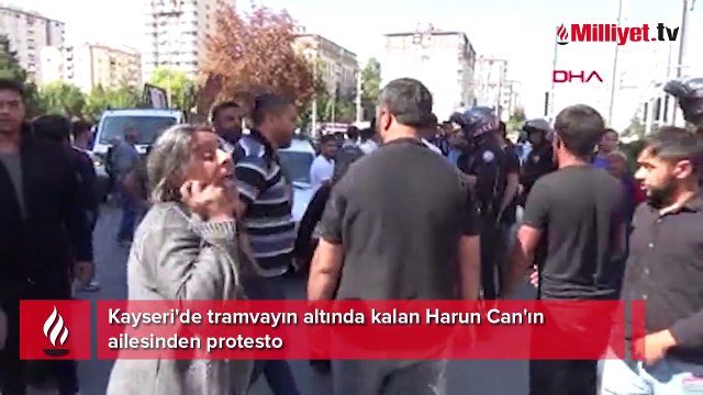 Kayseri'de tramvayın altında kalan Harun Can'ın ailesinden protesto