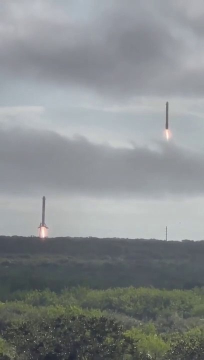 Space x double booster landing.