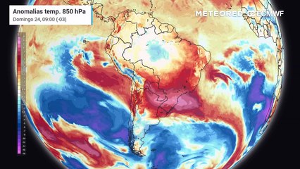 Anomalia de temperatura em 850 hPa