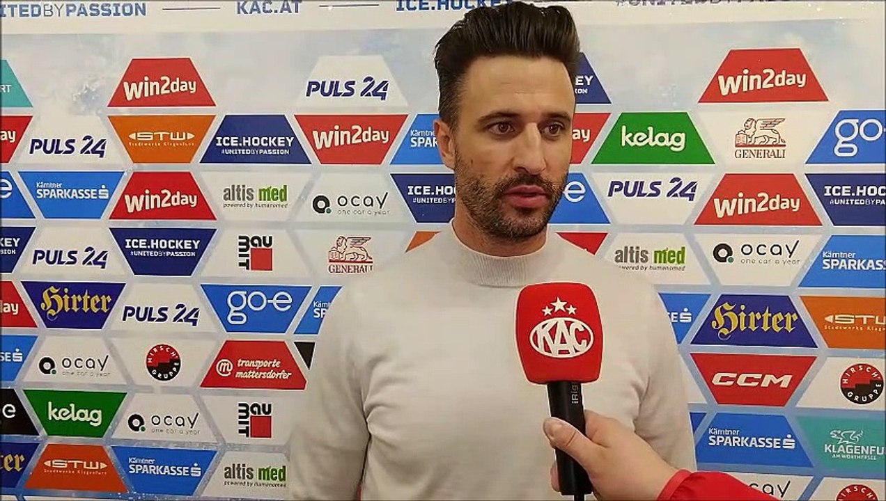 David Fischer (KAC) nach dem Sieg gegen Fehervar