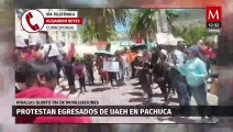 Egresados de la UAEH realizan protestas en Pachuca