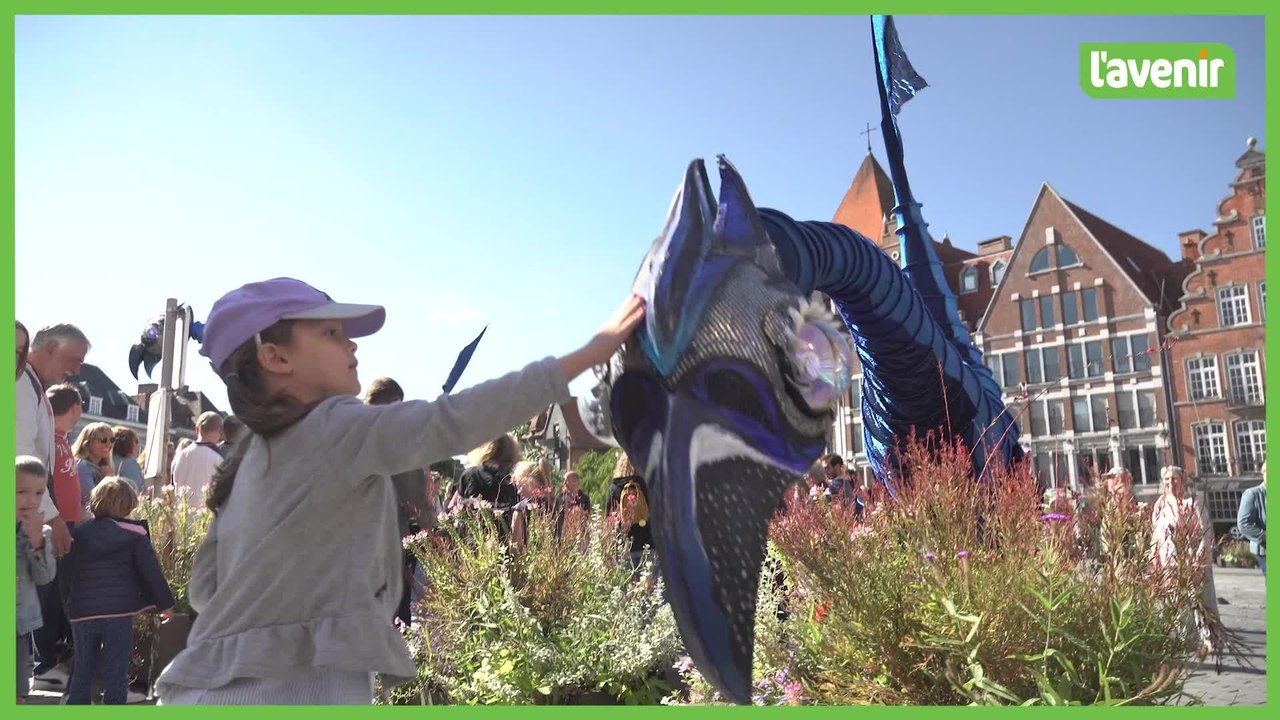 Des volatiles articulés lors de la septième édition de "Place des Marionnettes" à Tournai
