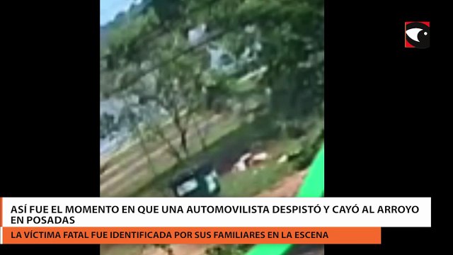 Así fue el momento en que una automovilista despistó y cayó al arroyo en Posadas