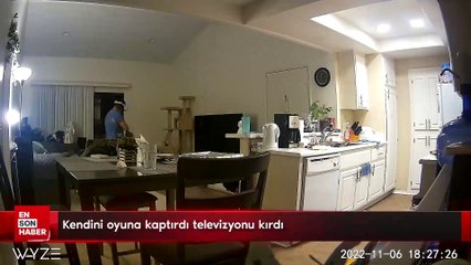 Kendini oyuna kaptırdı televizyonu kırdı