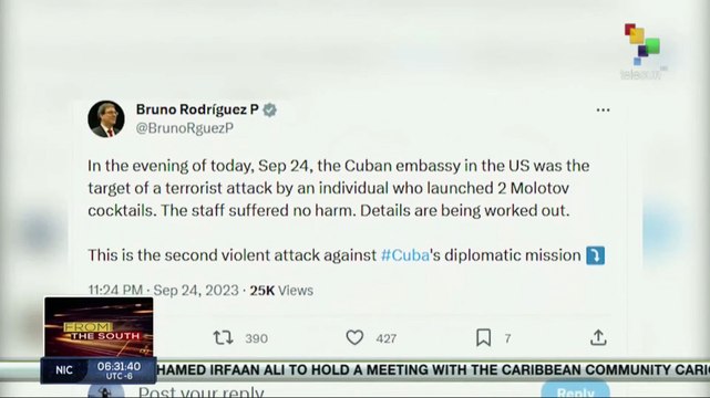 Cuban Foreign Minister denounces terrorist attack against Cuban embassy in the U.S.