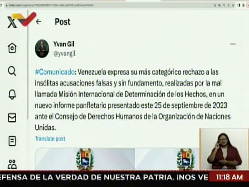 Venezuela rechaza acusaciones falsas hechas por la Misión de Determinación de Hechos