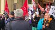 Union members chant at rally at Birmingham Council House against cuts amid council financial distress