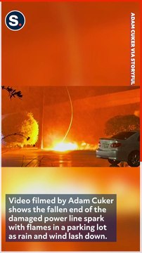 Downed Power Line Bursts Into Flames in Temple