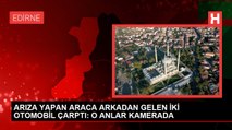 D-100 Karayolu'nda arıza yapan araca arkadan çarpan otomobil kaza anı görüntülendi