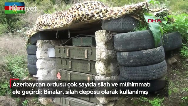 Azerbaycan ordusu çok sayıda silah ve mühimmatı ele geçirdi: Binalar, silah deposu olarak kullanılmış