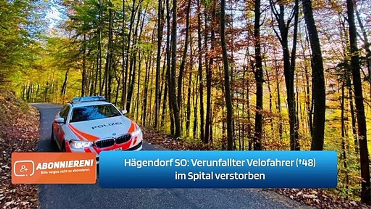 Hägendorf SO: Verunfallter Velofahrer (†48) im Spital verstorben