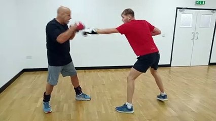 Frankie Fordham boxing with Andy Willox at Rhino's Gym in Stamford
