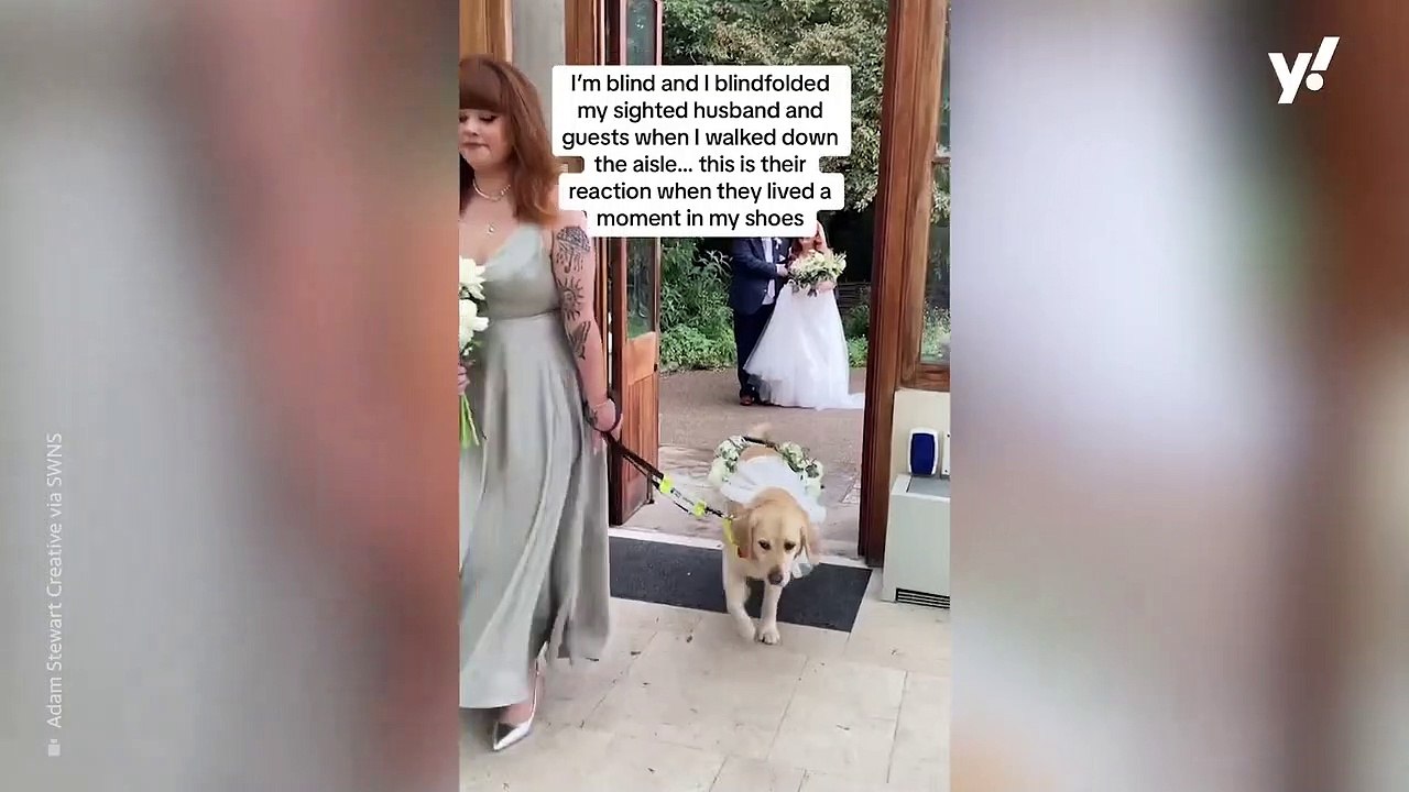 Bride who lost her sight asks her groom and guests to wear blindfolds as she walks down the aisle