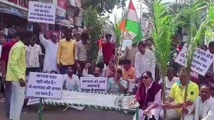 खंडवा: निगम नेता प्रतिपक्ष के साथ कांग्रेसी पार्षदों ने गड्डों में लगाए पौधे, जताया रोष