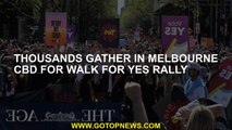 Thousands of people walking rally for walking at Melbourne CBD