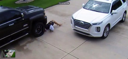 Un petit assistant cache son téléphone dans la calandre de la voiture