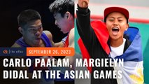 Olympian Carlo Paalam and skateboarder Margielyn Didal at the 2023 Asian Games