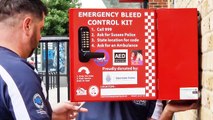 Bleed control cabinet is installed to try and prevent loss of life in Crawley near Gatwick, West Sussex