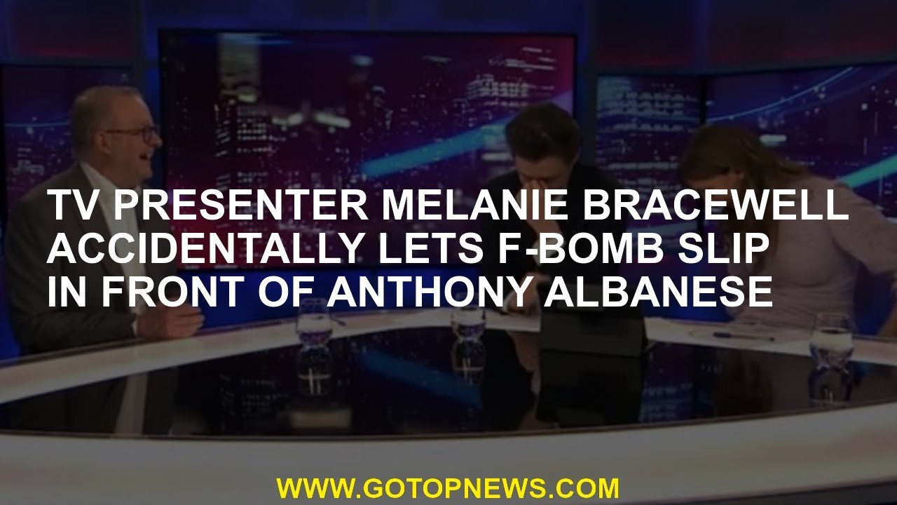 TV presenter Melanie Bracewell accidentally allows F-Bomp to shift in front of Anthony Albanese