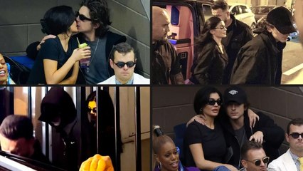 Kylie Jenner and Timothee chalamet dark N' g;oomy threadsf or paris fashion week.
