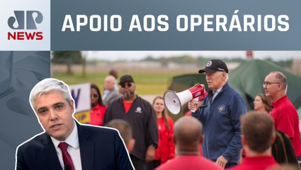 Joe Biden comparece ao maior movimento grevista desde 1935; Marcelo Favalli analisa