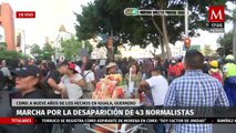 Avanza la marcha por los 9 años de la desaparición de los 43 normalistas en Ayotzinapa