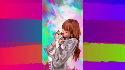 Menggambar digital LISA Blackpink dan kucingnya