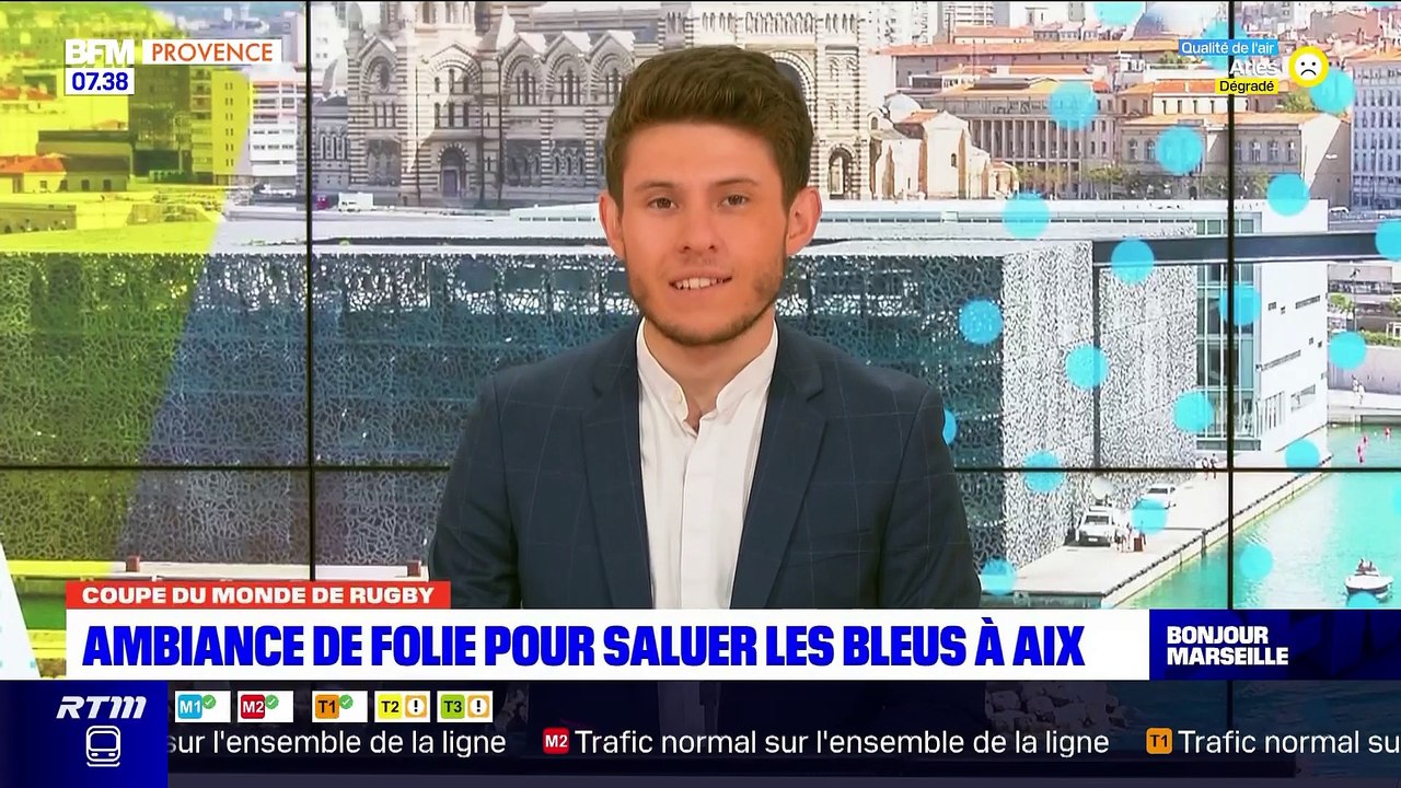 Le XV de FRANCE acclamé à AIX EN PROVENCE pour la coupe du monde de rugby bfm27sept2023