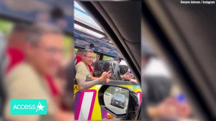 Dwayne Johnson Hilariously Surprises Fans On Hollywood Tour Bus