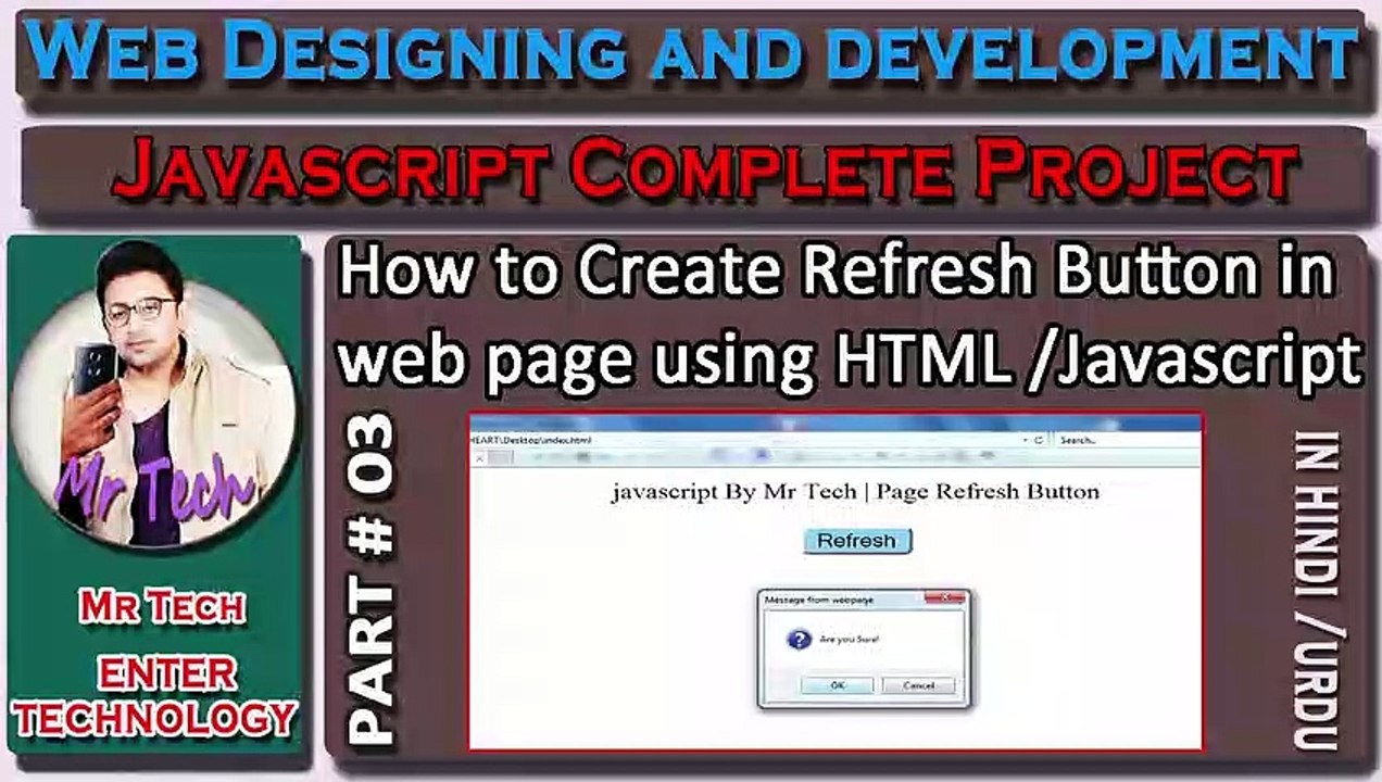 how to make refresh button in html javascript-javascript tutorial for beginners in hindi Mr Tech 001