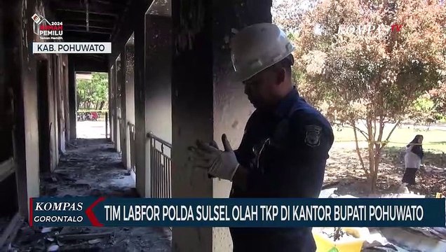 Tim Labfor Polda Sulsel Olah TKP di Kantor Bupati Pohuwato yang Dibakar Massa