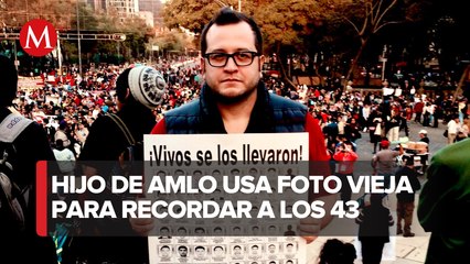 José Ramón López Beltrán comparte fotografía antigua de marcha por los 43 de Ayotzinapa