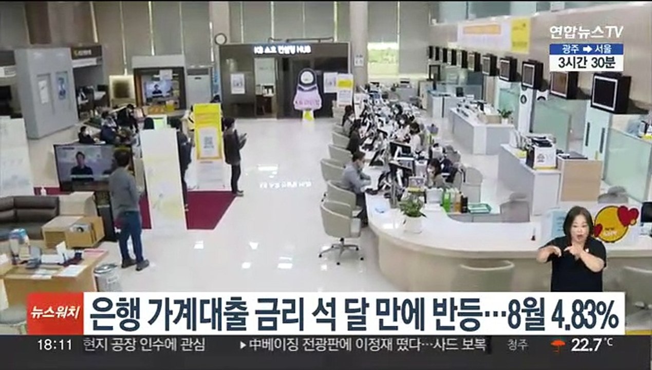 은행 가계대출 금리 석 달 만에 반등…8월 4.83%