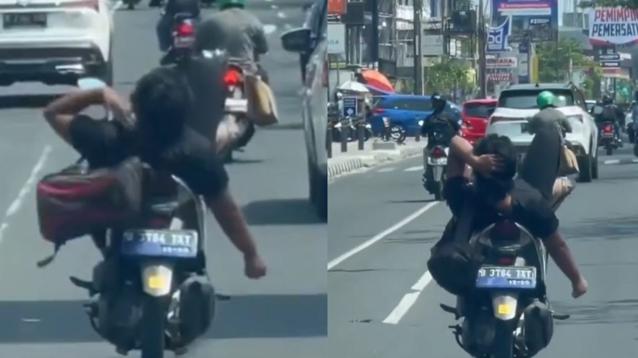 Aksi Pemotor Rebahan di Depok, Santuy Banget #Shorts