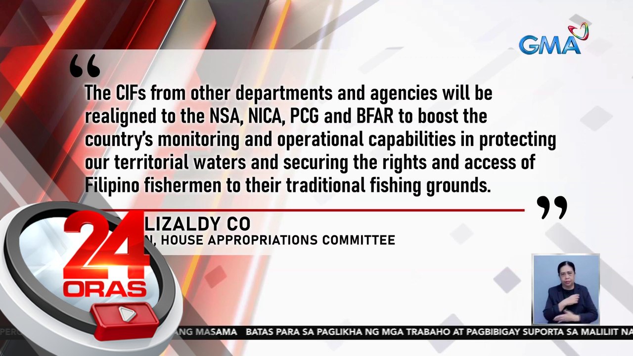 Confidential and intelligence funds ng OVP, DepEd at iba pang civilian agencies, ililipat ng kamara sa NICA, NSC, Coast Guard at BFAR | 24 Oras