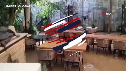 Bodrum'da restoran sular altında kaldı
