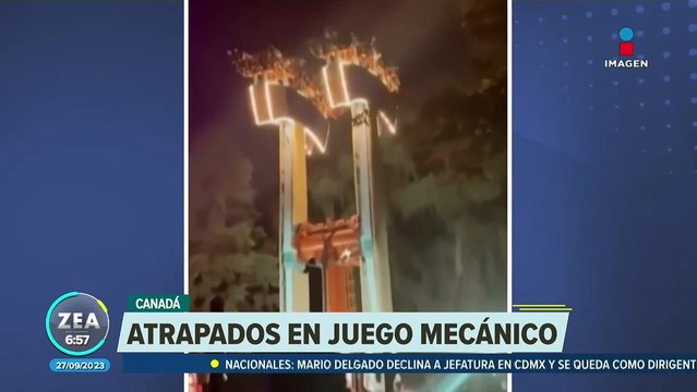 Decenas quedan colgados de cabeza en juego mecánico en Canadá
