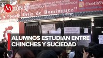 Protestan estudiantes del CETis 9 por malas condiciones del plantel