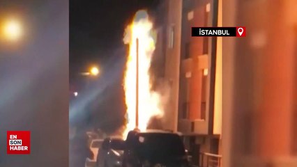 Beylikdüzü'nde doğal gaz kutusu alev aldı