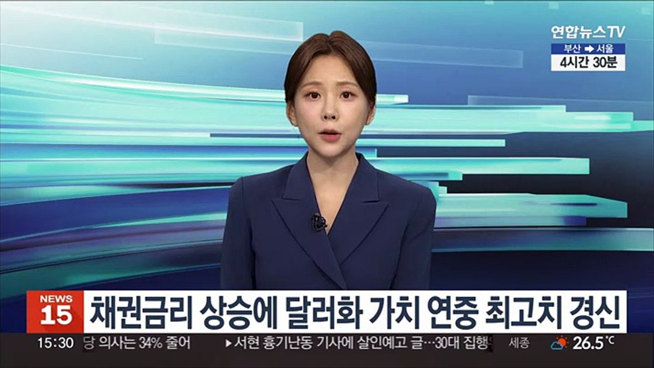 채권금리 상승에 달러화 가치 연중 최고치 경신