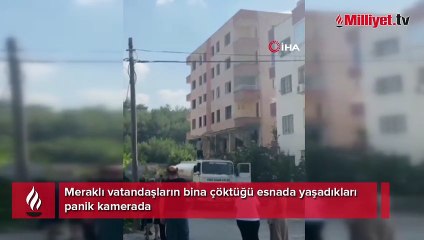 Yıkımı izleyen vatandaşların yaşadığı panik kamerada