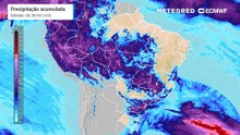 Previsão de chuva acumulada até o início do Sábado (30)
