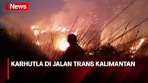 Kebakaran di Jalan Trans Kalimantan, Pemadaman Api Berlangsung hingga Malam Hari