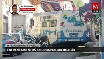Reportan enfrentamientos entre transportistas y policías en Uruapan, Michoacán