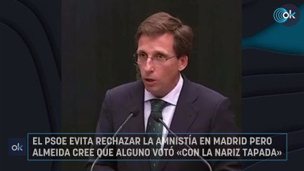 El PSOE evita rechazar la amnistía en Madrid pero Almeida cree que alguno votó «con la nariz tapada»