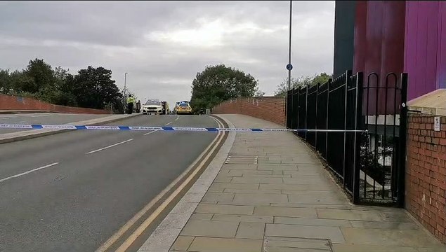 Police cordon in place on a bridge in Northampton town centre