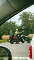 Giant Skeleton Rides in Backseat