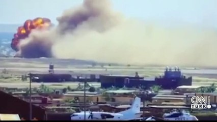 Wagner askerlerini taşıyordu: Pistten çıkıp alev alan uçağın görüntüleri ortaya çıktı