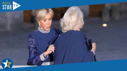 Charles III et Camilla à Versailles  Brigitte Macron vole au secours de la reine gênée par le vent